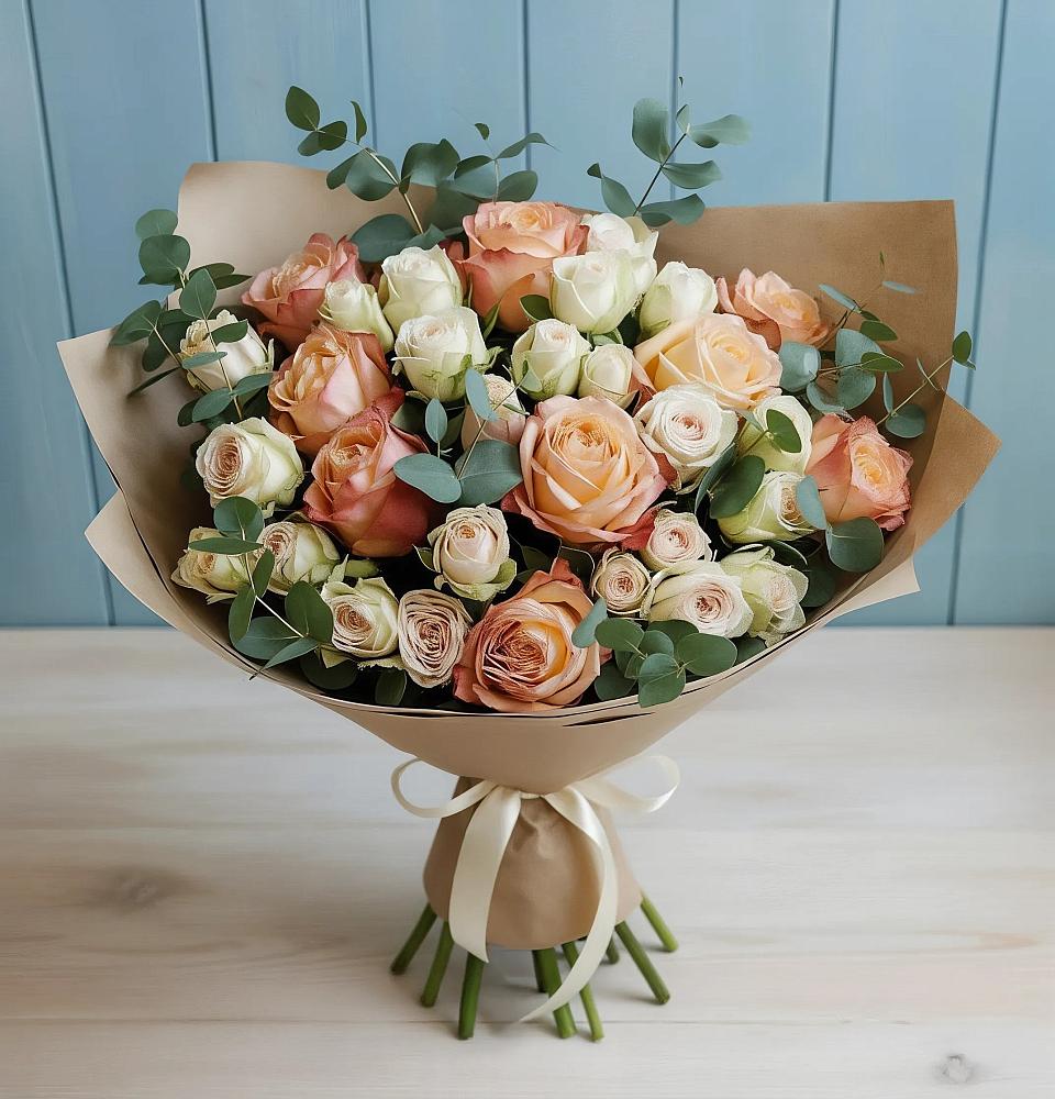 Букет цветов из: Альстромерии и Розы в Ильинский Погост