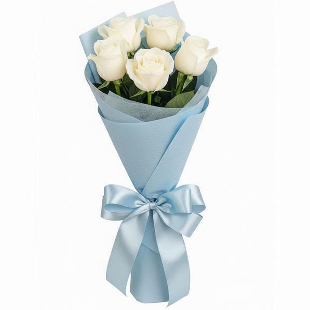Букет 5 Белых роз Проуд в Ильинский Погост