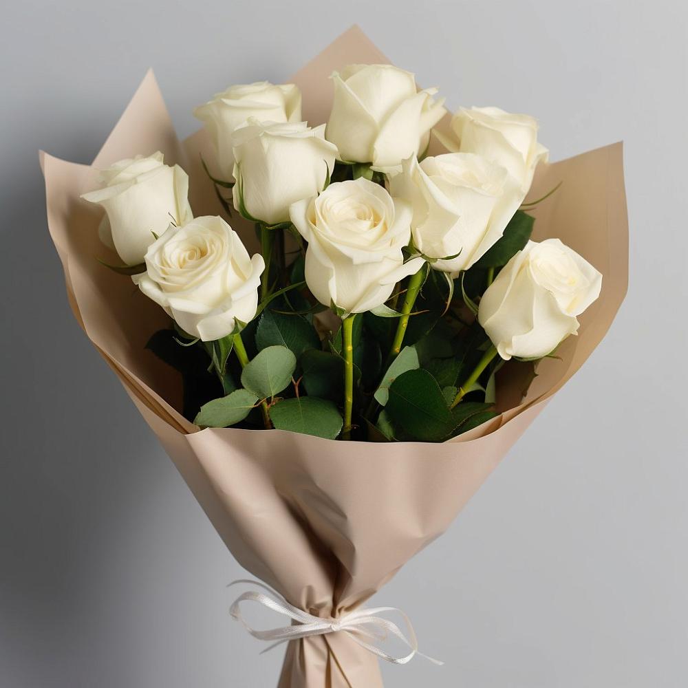 Букет 9 Белых роз Эдлесс Лав в Ильинский Погост