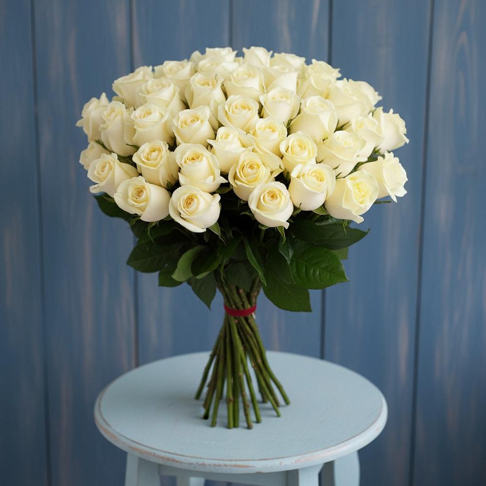 Букет 51 Белая роза Эдлесс Лав в Ильинский Погост