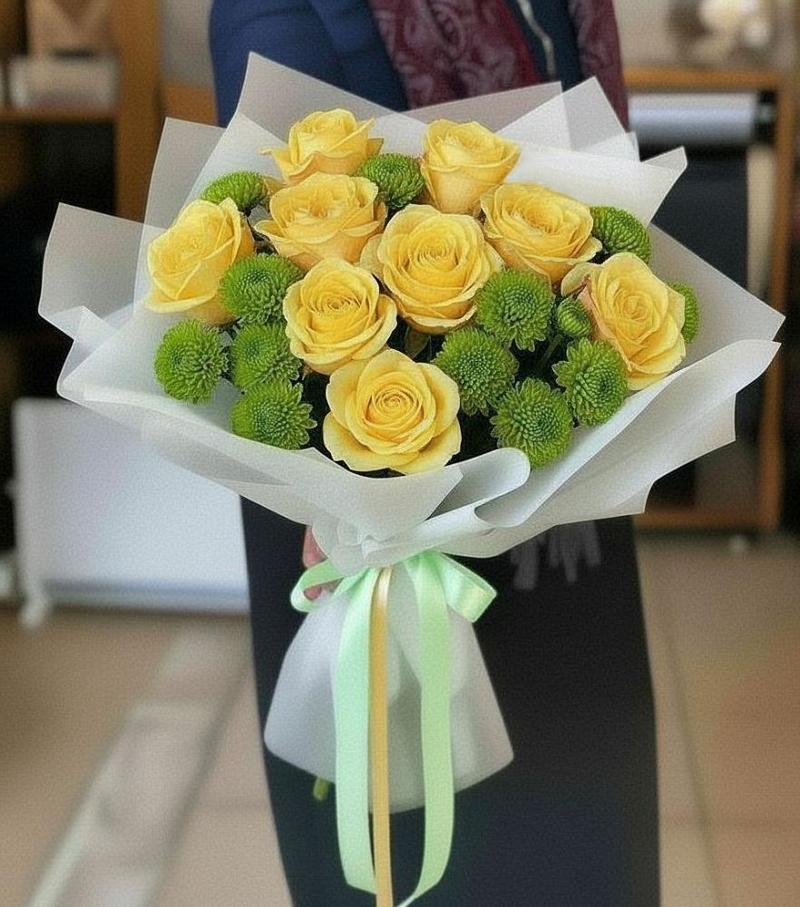 Букет цветов из: Хризантемы и Розы в Ильинский Погост