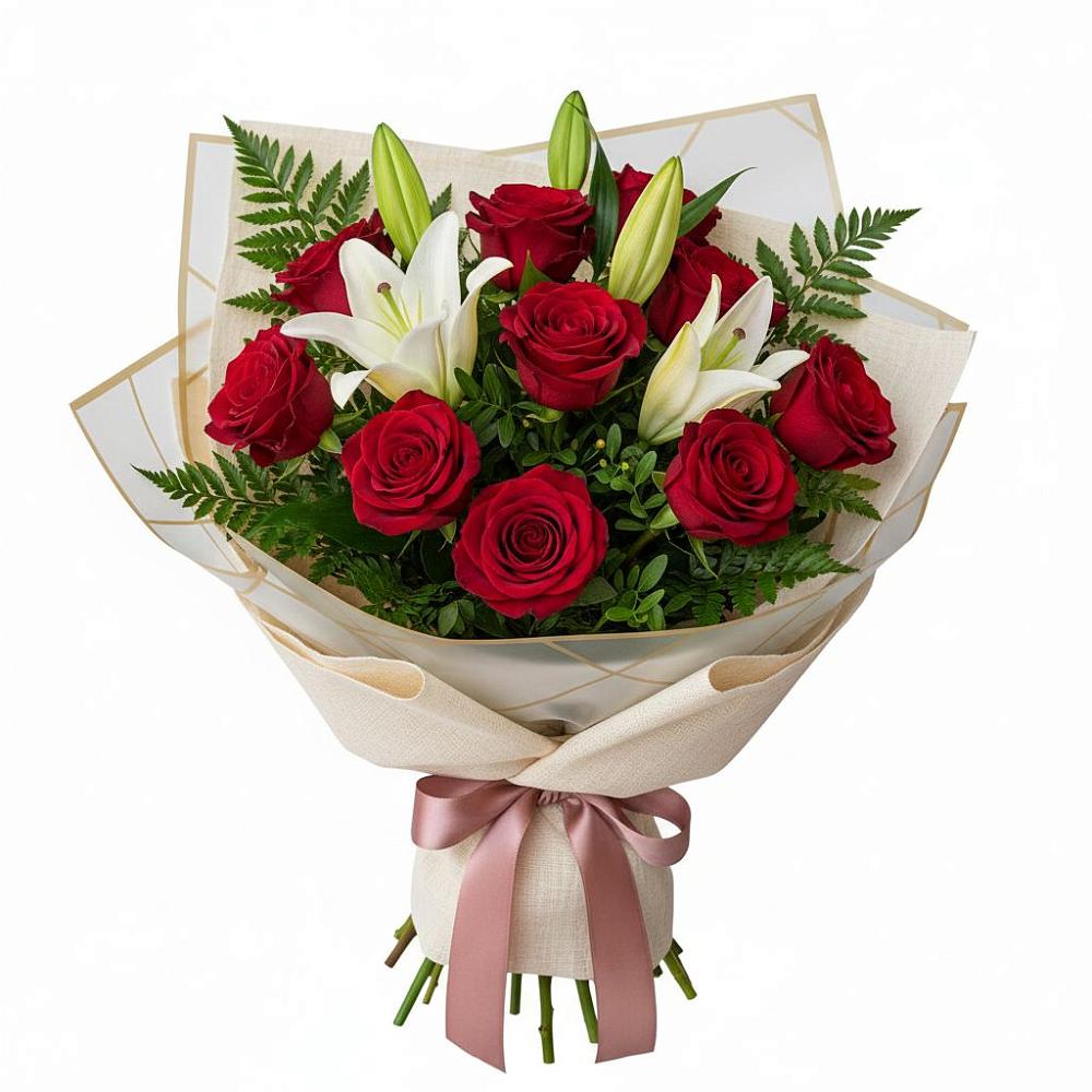 Букет цветов из: Лилии и Розы в Ильинский Погост