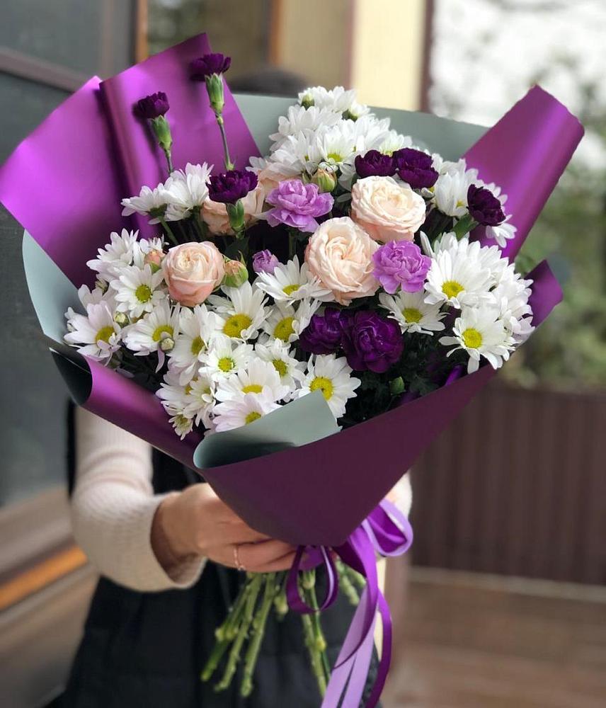 Букет цветов из: Хризантемы, Гвоздики и Розы в Ильинский Погост