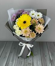 Букет цветов из:  Розы, Герберы и Хризантемы в Ильинский Погост