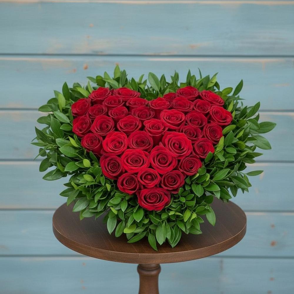 Цветочная композиция из Розы в виде сердца в Ильинский Погост