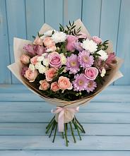 Букет цветов из:  Хризантемы, Розы и Альстромерии в Ильинский Погост