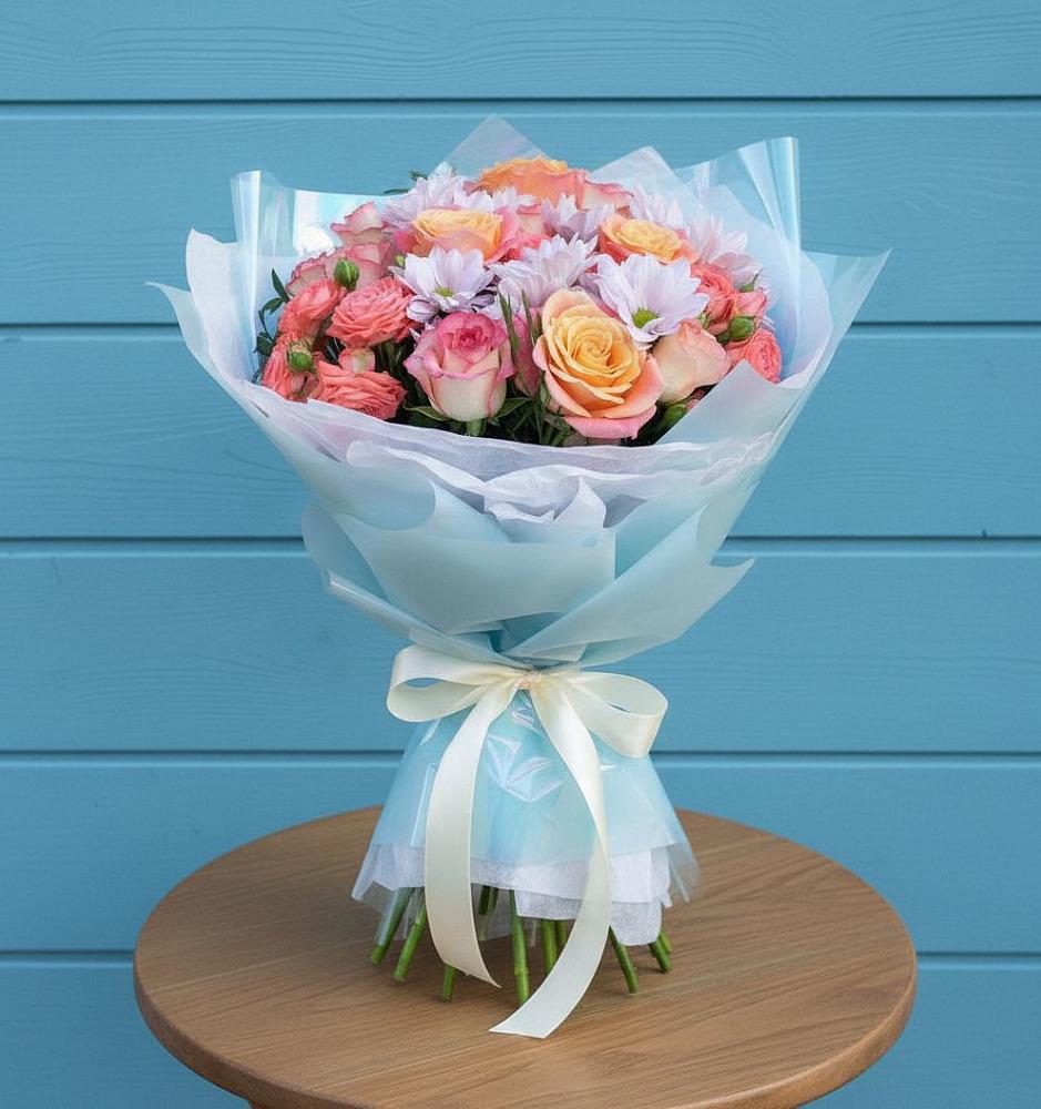 Букет цветов из: Хризантемы и Розы в Ильинский Погост