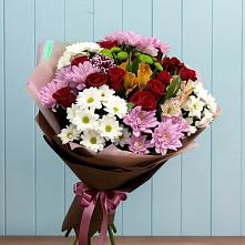 Букет цветов из:  Розы, Хризантемы и Альстромерии #REPLACE_PRED# Ильинский Погост