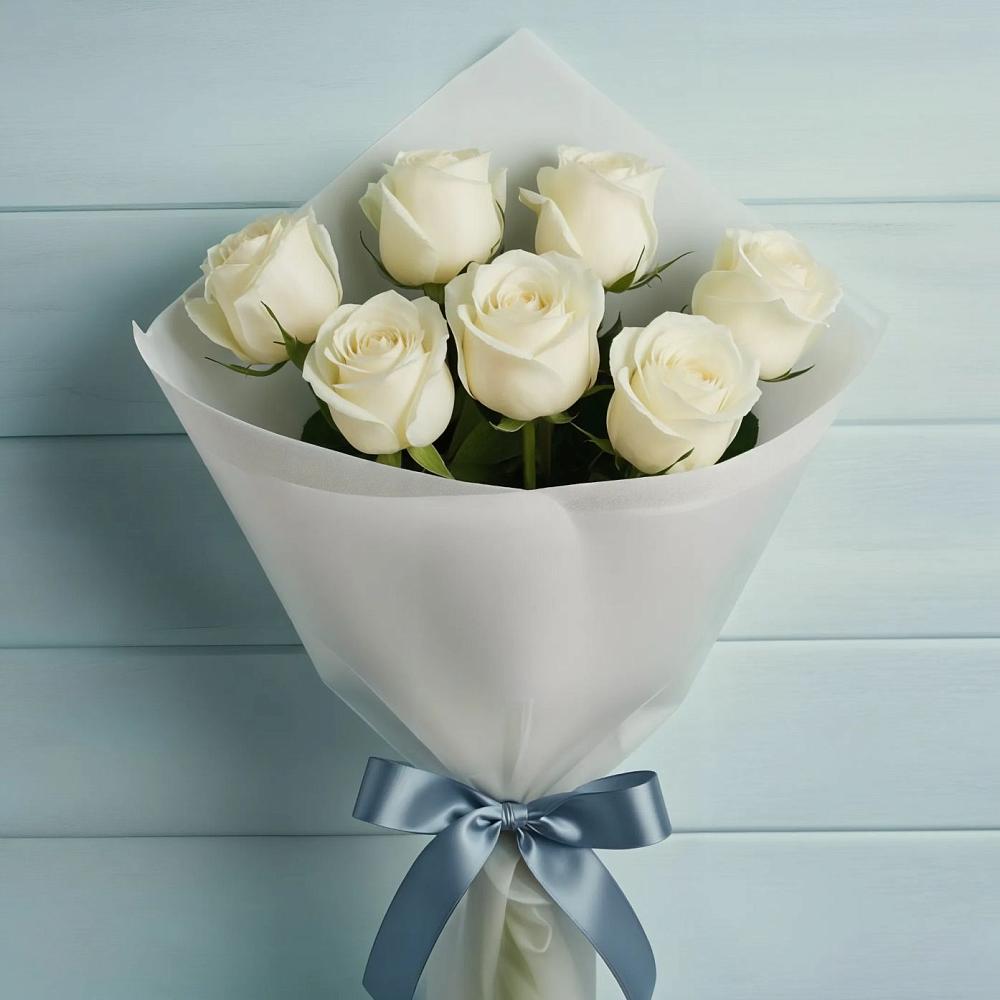 Букет 7 Белых роз Эдлесс Лав в Ильинский Погост